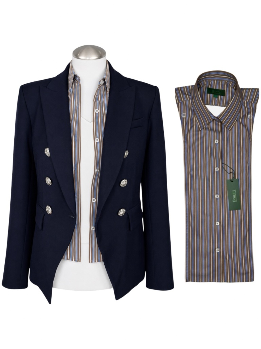 BRUNNE Button Down Shirt Dickey Compatible with VERONICA BEARD Blazer Sz 00-14
